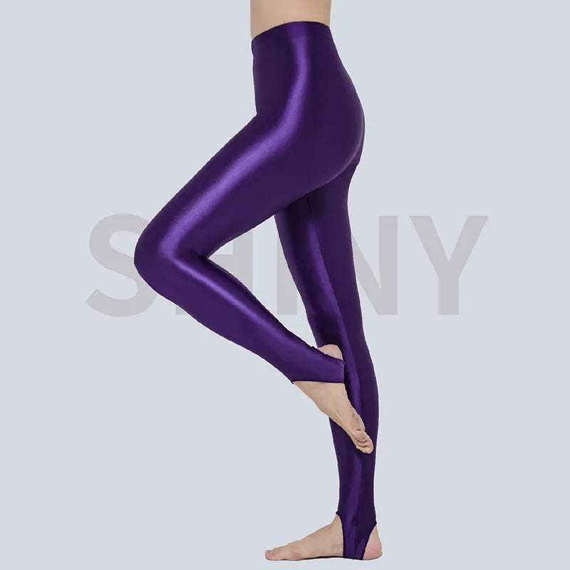 Men Women Glossy Satin Step-on Foot Leggings Silk Smooth Tights Sexy J –  Graphic Gear