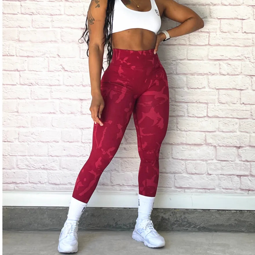 QOQ Yoga Pants for Women Workout Camo High Waisted Seamless Gym Athletic  Leggings Red S : Buy Online at Best Price in KSA - Souq is now :  Fashion